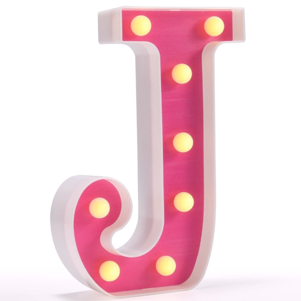 Hot pink J desk decoration.